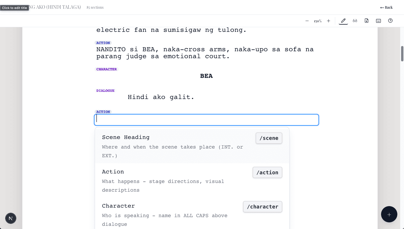Script editor preview on desktop