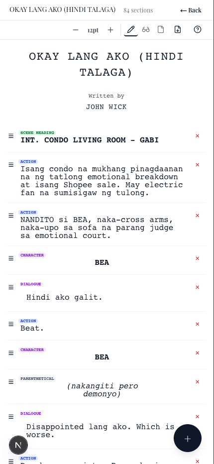 Script editor preview on mobile device